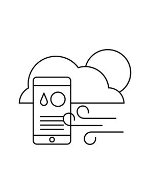 Mobil hava durumu uygulamasının vektör illüstrasyonu