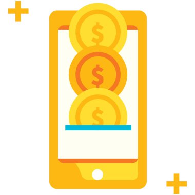 mobil bankacılık vektör simgesi. biçim iki renkli düz sembol, mavi ve gri renkler, yuvarlak açılar, beyaz