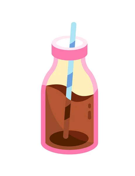 Pot Milkshake Avec Icône Confiture Cerises Sur Fond Blanc Illustration — Image vectorielle