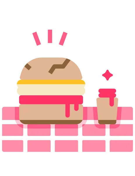 Ilustración Vectorial Una Hamburguesa Bebida — Vector de stock