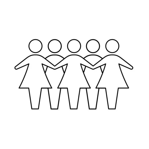 Groep Vrouwen Platte Pictogram Vector Illustratie — Stockvector