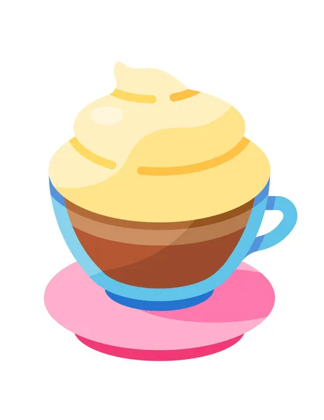Vector Illustration Cup Coffee Ice Cream — Stock Vector