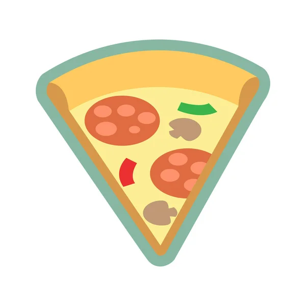 Pizza Ikon Platt Stil Isolerad Vit Bakgrund — Stock vektor
