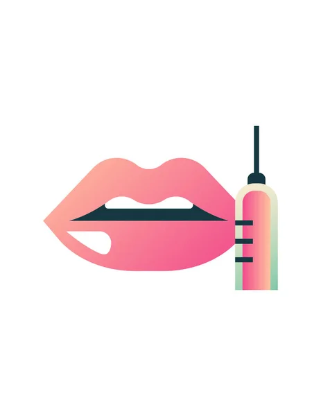 Lips Syringe Icon Isolated White Background Vector Illustration — Stock Vector