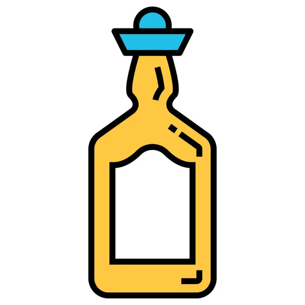 Flaska Ikon Platt Stil Isolerad Vit Bakgrund Symbol Vektor Illustration — Stock vektor