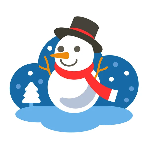 Schneemann Mit Wintermütze Und Weihnachtskugel — Stockvektor
