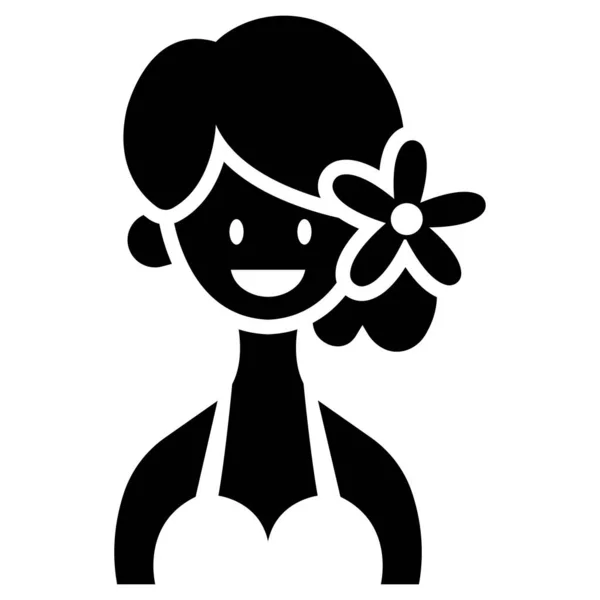 Chica Vestido Negro Con Flores — Vector de stock