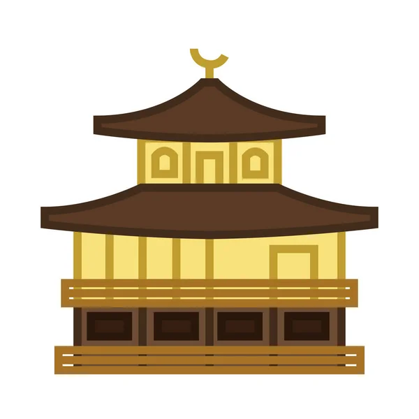 Japanse Tempel Icoon Cartoon Stijl Geïsoleerd Witte Achtergrond Japans Landsymbool — Stockvector