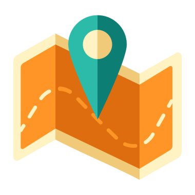 Sarı oklu bir harita işaretçisi. vektör illüstrasyonu