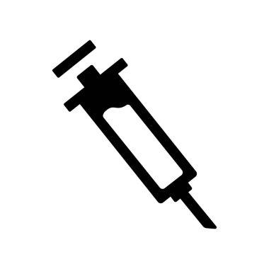 Siyah şekilli şırınga simgesi beyaz arkaplanda izole edildi. tıp sembolü çizimi.