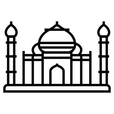 Beyaz arkaplanda siyah stil cami simgesi var. din sembolü illüstrasyon.