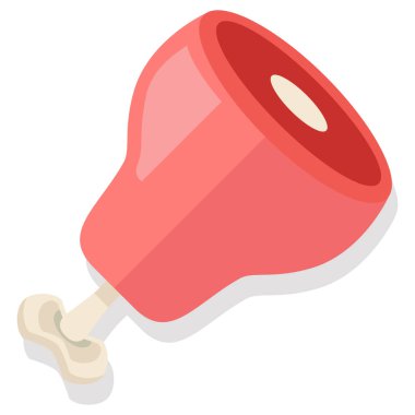 Düz dizaynlı et simgesi beyaz arkaplanda izole edildi. Restoran gıda sembolü stok vektör illüstrasyonu.