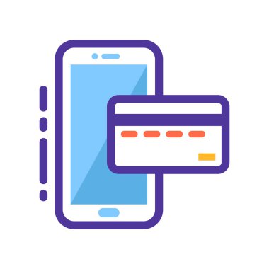 Kredi kartı ikonlu cep telefonu. vektör illüstrasyonu