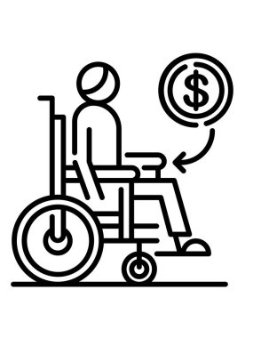 Tekerlekli sandalye ikonu vektör illüstrasyon tasarımı