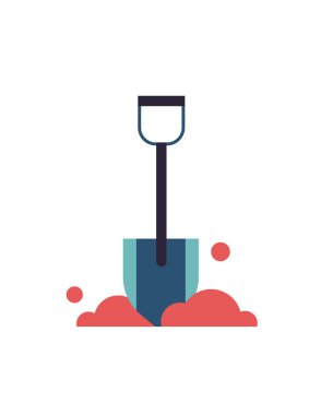 Beyaz arkaplanda izole edilmiş kürek ve tırmık simgesi