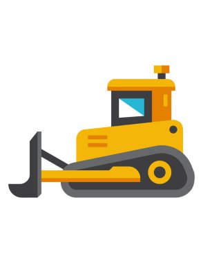 Beyaz arkaplanda düz stil kazıcı simgesi izole edildi. Yapı ve ulaşım sembolü vektör çizimi.