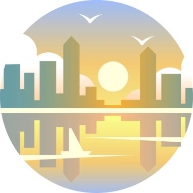 Şehir siluetinin vektör illüstrasyonu