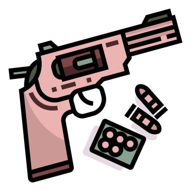 Karikatür elin silahla çizilmiş vektör çizimi