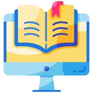 E-öğrenme düz ikon vektör çizimi