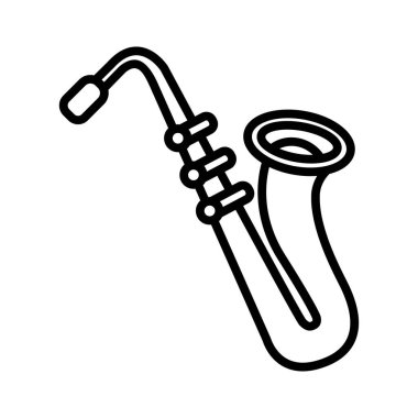 Saksafon enstrümanı simgesi. Trompet vektör işaretinin karikatür çizimi 