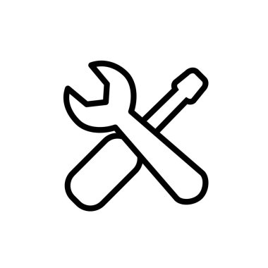 İngiliz anahtarı ve tornavida simgesi, vektör illüstrasyonu