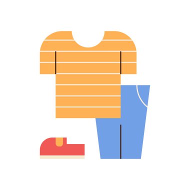  Çocuklar düz ikon vektör çizimi giyerler