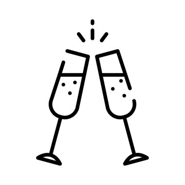 Şampanya gözlüğü ikon vektör illüstrasyonu