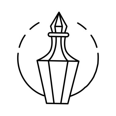 El yazısıyla çizilmiş siyah beyaz çizgi film parfüm şişesi 