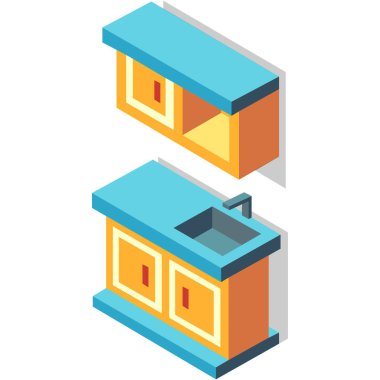 Çatısı olan izometrik bir ev. vektör illüstrasyonu