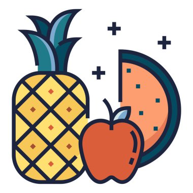 Bir sağlık ve zindeliğin renkli simgelerinin vektör çizimi