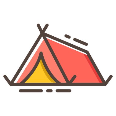 beyaz arkaplanda izole edilmiş düz biçimli çadır simgesi