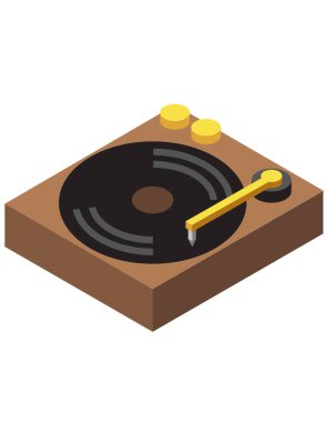 Beyaz arkaplandaki vinil plağın vektör çizimi