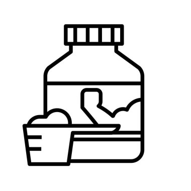 beyaz protein kavanozu, vektör illüstrasyonu 