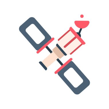 Uydu anteninin siyah beyaz ikonunun vektör illüstrasyonu