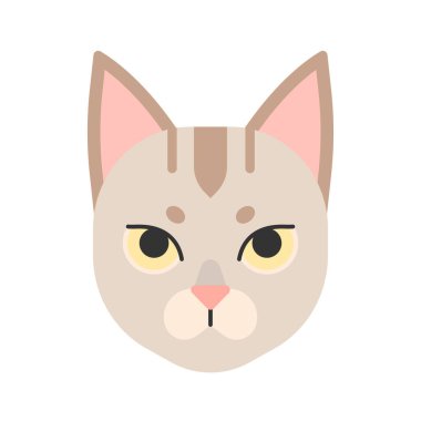 Beyaz arka planda izole edilmiş şirin çizgi film kedisi.