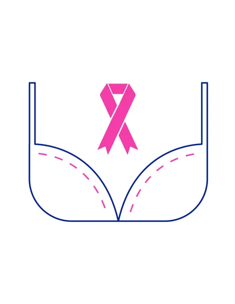 Göğüs Kanseri Farkındalık Kurdelesi Ikon Vektör Illüstrasyon Grafik Tasarımı — Stok Vektör