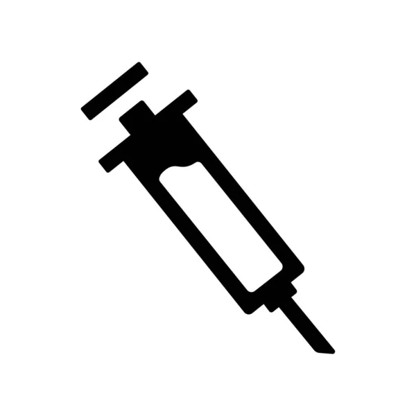 在白色背景上孤立的黑色注射器图标 医药符号矢量图解 — 图库矢量图片