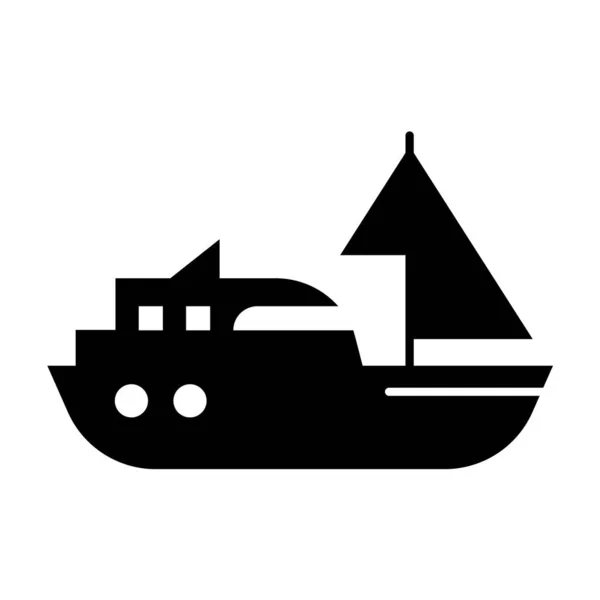 Icône Bateau Dans Style Noir Isolé Sur Fond Blanc Illustration — Image vectorielle