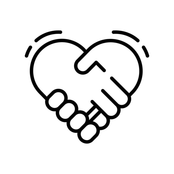 Heart Human Hand Shake Icon Vector Illustration — Stock Vector