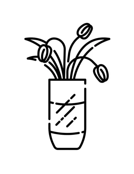 Vektor Illustration Der Vase Mit Blumen Symbol — Stockvektor