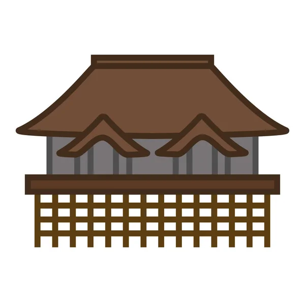 木制房屋图标 网页谷仓矢量标志的卡通画 — 图库矢量图片