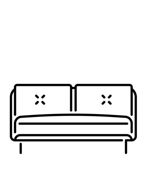 Icono Del Sofá Estilo Contorno Aislado Sobre Fondo Blanco Muebles — Vector de stock