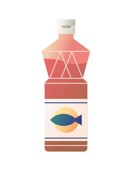 Vector Illustration Bottle Fish Sign — Stock Vector