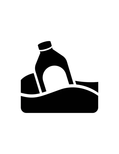 Vector Illustratie Van Plastic Fles Zee — Stockvector