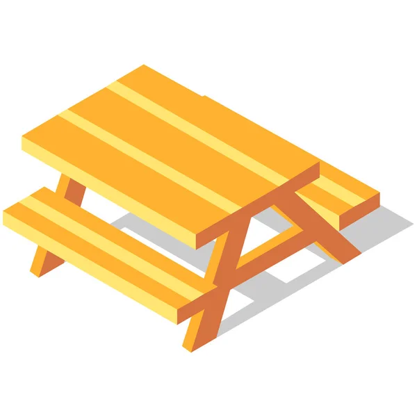 Holztisch Und Bänke Web Symbol Vektorillustration — Stockvektor