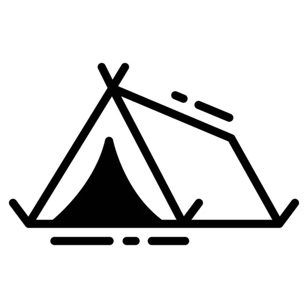白色背景上孤立的扁平帐篷图标 — 图库矢量图片