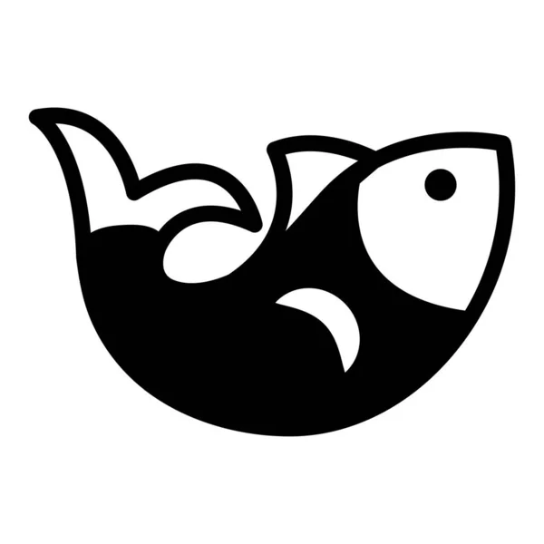 白を基調としたアニメ風の魚のアイコン シーフードシンボル — ストックベクタ