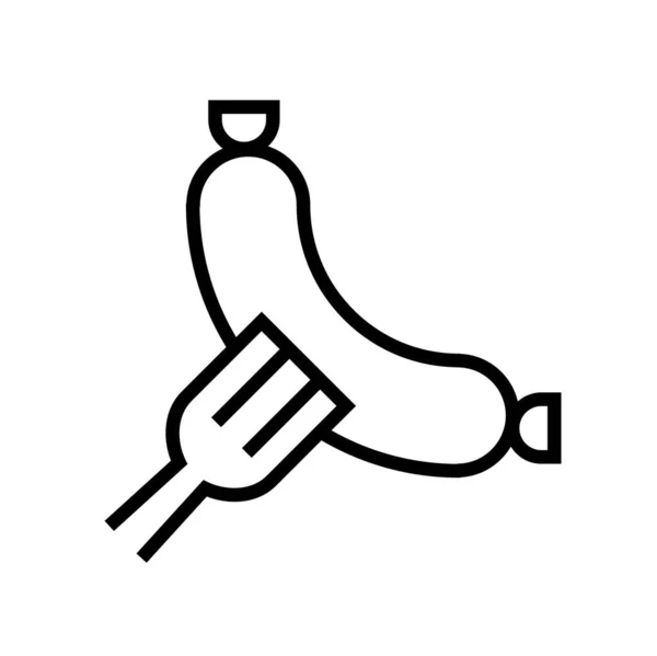 Wurst Auf Gabel Web Symbol Vektor Illustration — Stockvektor