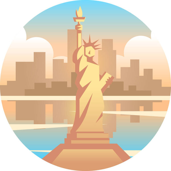 Statue Liberty City — Stock Vector