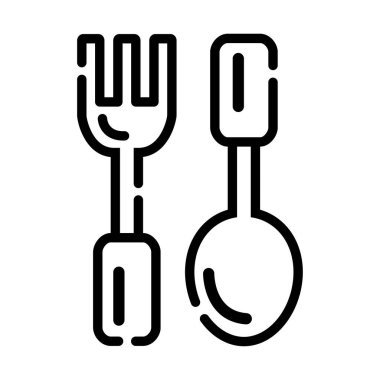Çatal, kaşık ağı simgesi. Vektör illüstrasyonu 